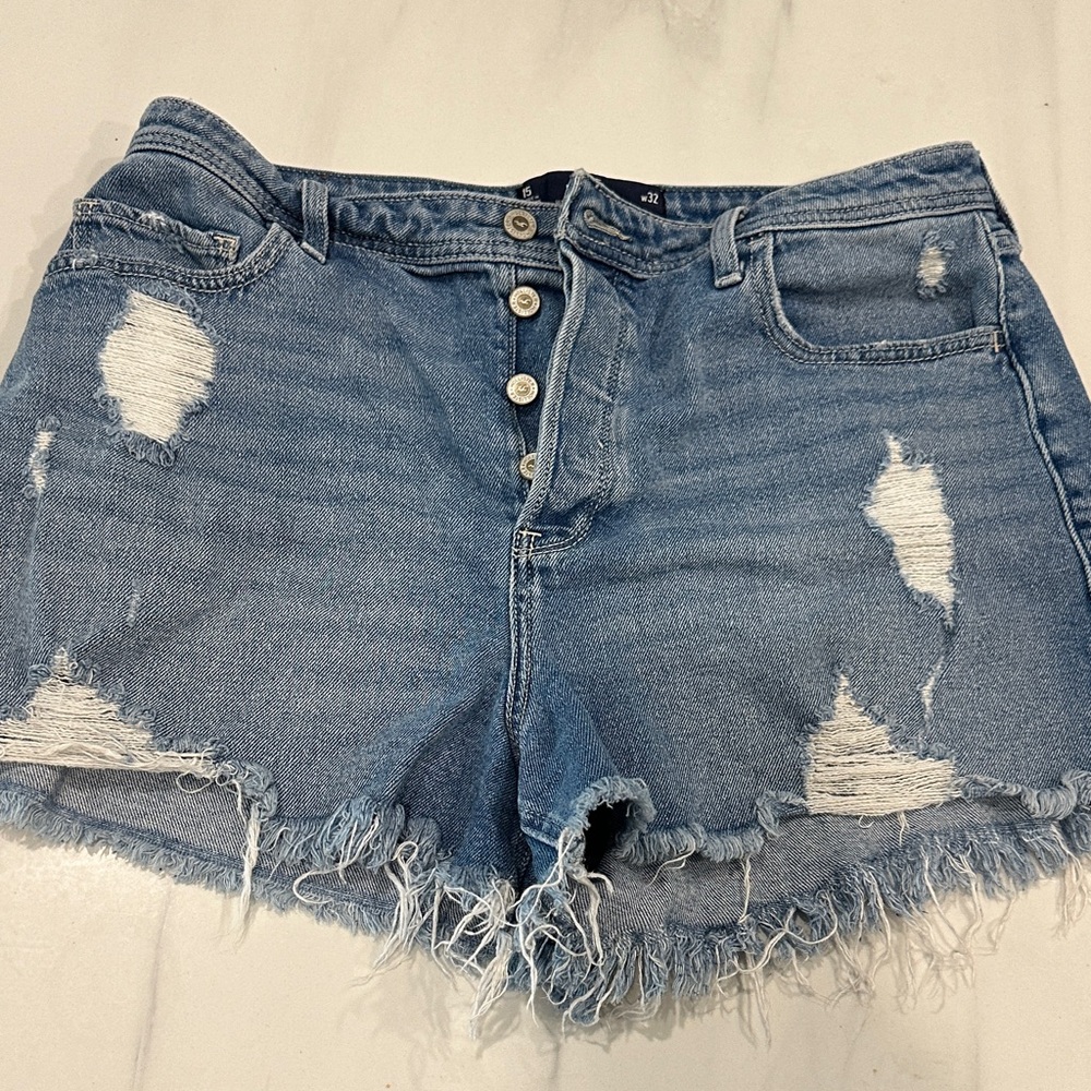 Hollister Light Blue Distressed Jean Shorts